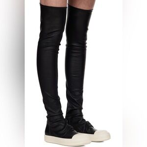 Rick Owens Black and White Over-the-Knee Boots